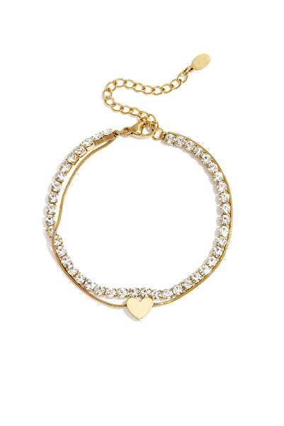 OEM Brățară Lumi Heart, din oțel inoxidabil, cu crystal și strasuri