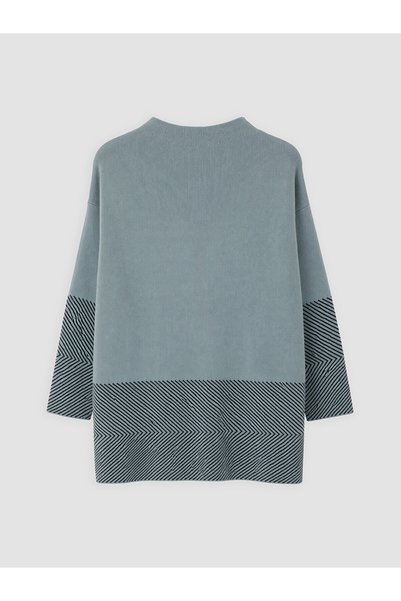 LC Waikiki Nevavm Farkıyla Lcw Everyday Blue Knitwear Patterned Oval Neck Wom...