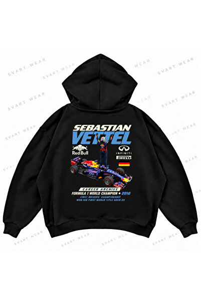 SVART WEAR هودي سياباستيان فيتيل F1 كبير الحجم مطبوع من الأمام والخلف