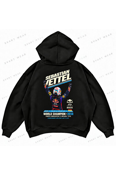 SVART WEAR هودي سياباستيان فيتيل F1 كبير الحجم مطبوع من الأمام والخلف