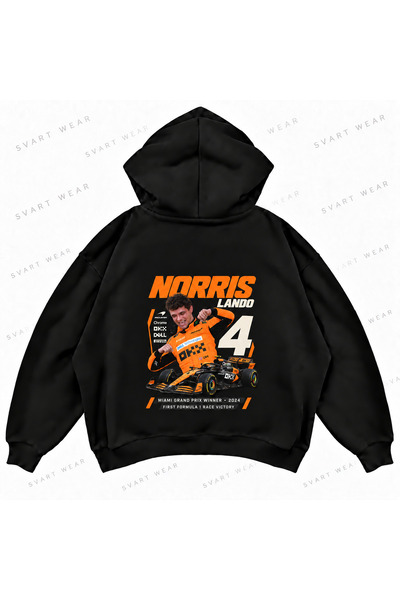 SVART WEAR Lando Norris F1 Printed Oversize Boxy Hooded Sweatshirt