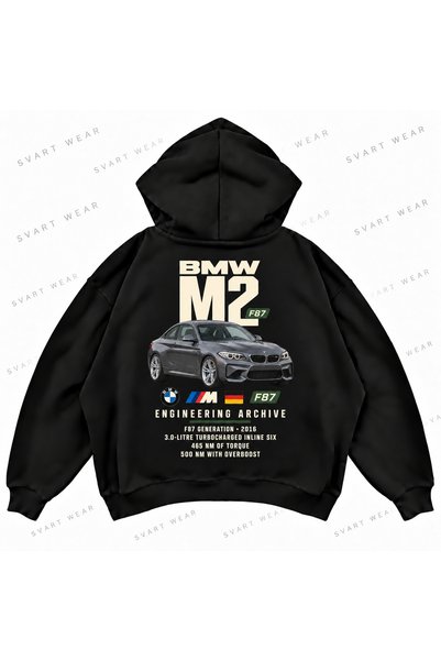 SVART WEAR سويت شيرت بقلنسوة كبير الحجم مطبوع عليه BMW M2 F87