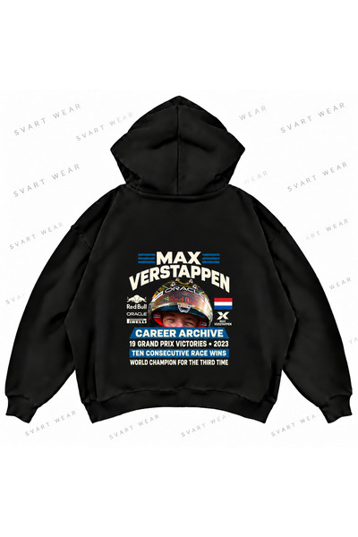 SVART WEAR Hanorac cu glugă supradimensionat, cu imprimeu Max Verstappen F1