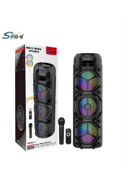 Generic Brand سماعة بلوتوث عملاقة Sing-e تربل 8 انش سوبر بيس 6000mAh مع مايك وريموت