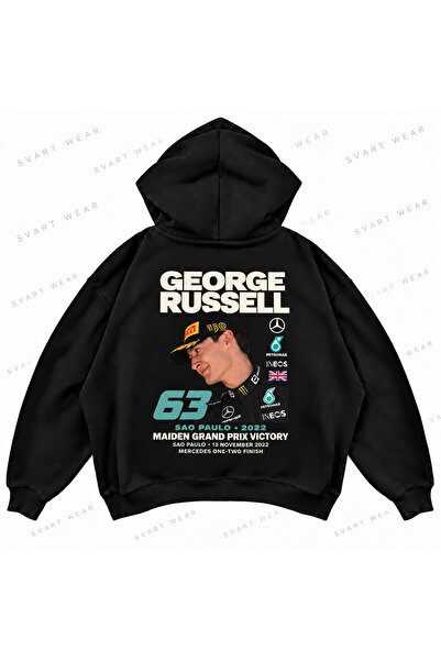 SVART WEAR Φούτερ με κουκούλα George Russell F1 με στάμπα, σε oversized boxy ...