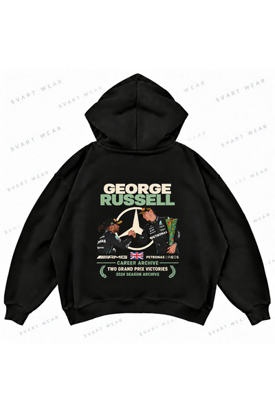 SVART WEAR Φούτερ με κουκούλα George Russell F1 με στάμπα, σε oversized boxy ...