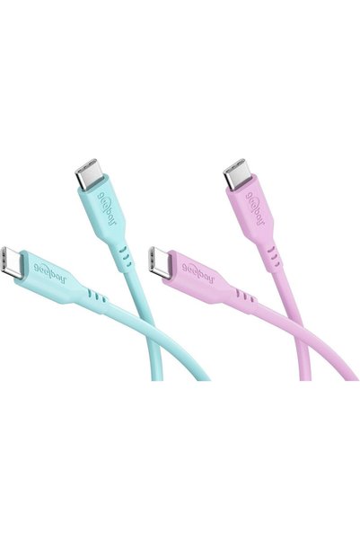 goobay Σετ Coral Crush: 2 καλώδια σιλικόνης USB-C, 1,5 μ., τιρκουάζ-ροζ - (81...
