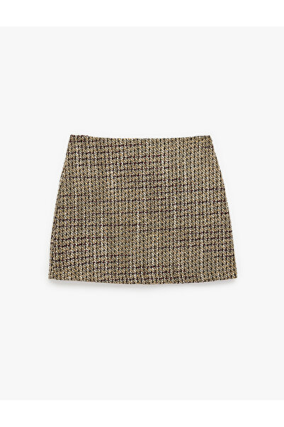 Koton Fustă mini din tweed, croială în A, cu sclipici, din amestec de lână, s...