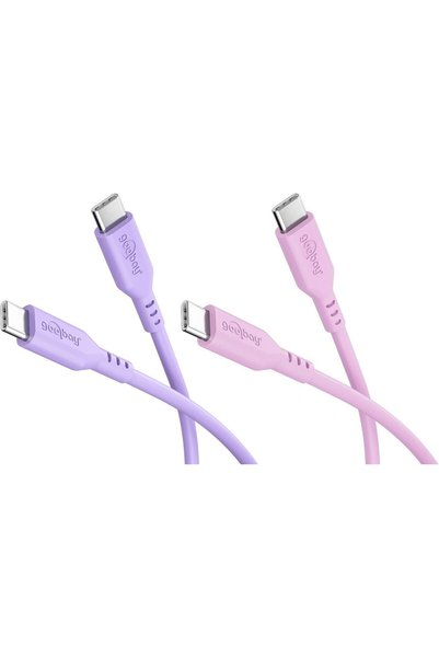 goobay Σετ Berry Swirl: 2 καλώδια σιλικόνης USB-C, 1,5 μ., μωβ-ροζ - (81273)
