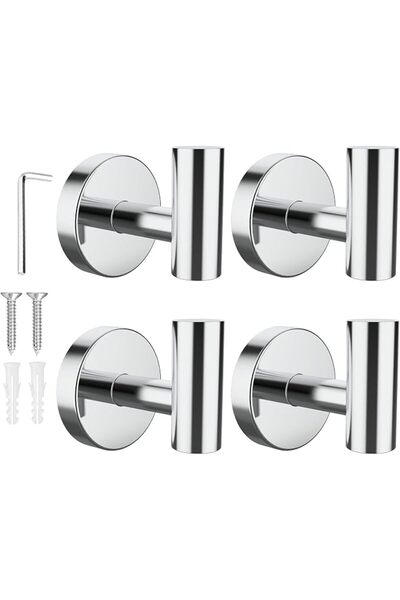 GENERAL SetSail Towel Hooks for Bathrooms 4 Packs Screw-in Matte Black Bathro...