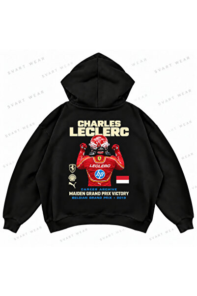 SVART WEAR Hanorac cu glugă supradimensionat și imprimat Charles Leclerc F1