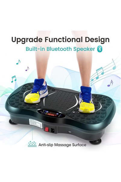 Fitness World Electric Vibration Plate for Whole Body Workout with Resistance Bands & Bluetooth Remote USB & Built-In Speakers Non-Slip Massage Platform with Lcd Display