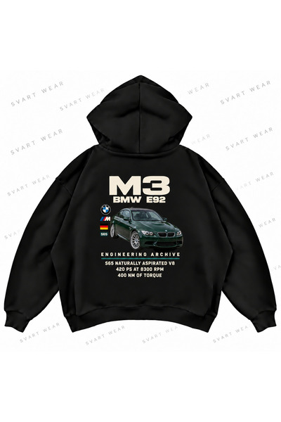 SVART WEAR BMW M3 E92 Μπροστινό και Πίσω Τυπωμένο Oversize Boxy Hoodie