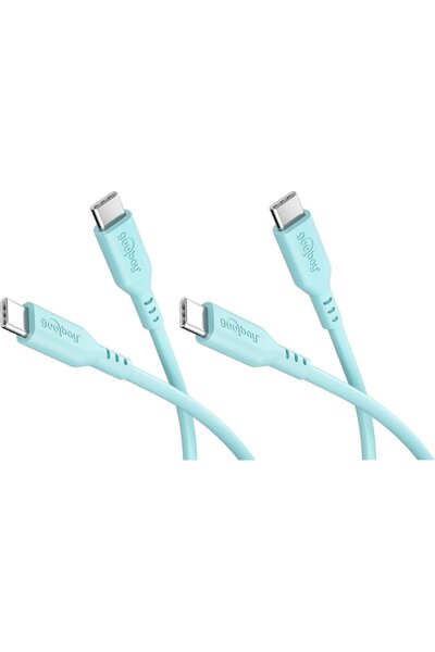 goobay Σετ 2 καλωδίων σιλικόνης USB-C, 1,5 μ., Τυρκουάζ - (81248)