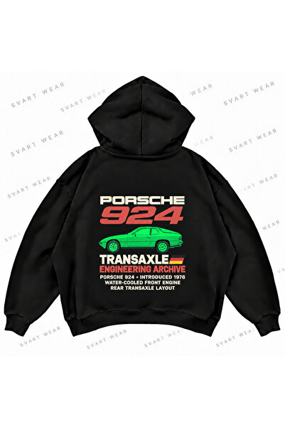 SVART WEAR Суичър с качулка Porsche 924 с графичен принт, овърсайз, със свобо...