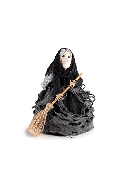 Decorer Figurină vrăjitoare textilă multicoloră Ø 10 cm x 16 H