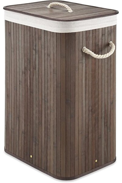 TRASSLE Bamboo Laundry Hamper with Rope Handles, Rectangle Wooden Laundry Bas...