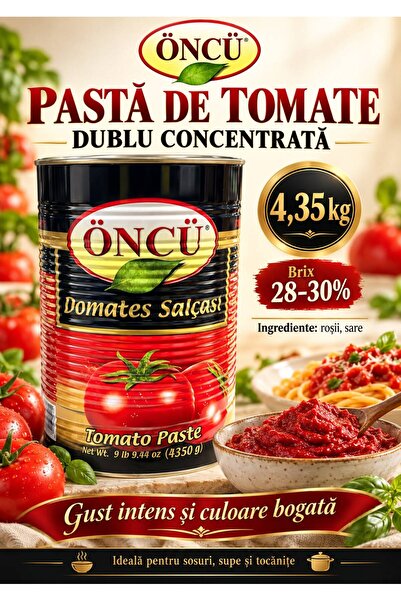 Öncü Pastă de tomate dublu concentrată, cu sare, Brix 28–30%, 4,35 kg