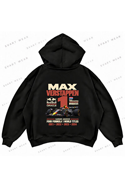 SVART WEAR Φούτερ με κουκούλα Max Verstappen F1, μαύρο, με στάμπα, oversized,...