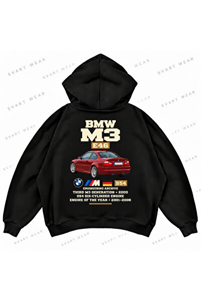 SVART WEAR Φούτερ με κουκούλα BMW M3 E46 με στάμπα, oversized, σε σχήμα κουτιού