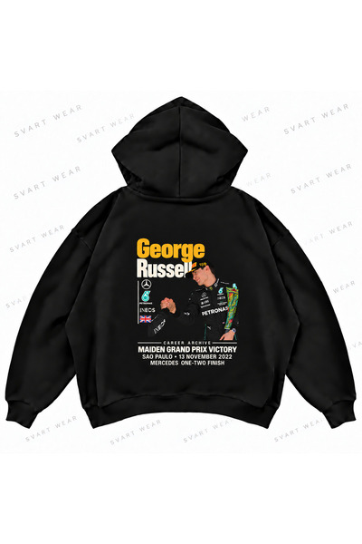 SVART WEAR Φούτερ με κουκούλα George Russell F1 με γραφικό σχέδιο και στάμπα,...