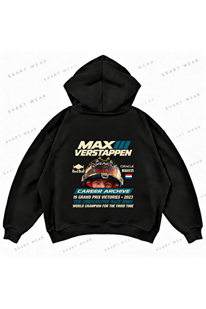 SVART WEAR Max Verstappen F1 Printed Oversize Boxy Hooded Sweatshirt