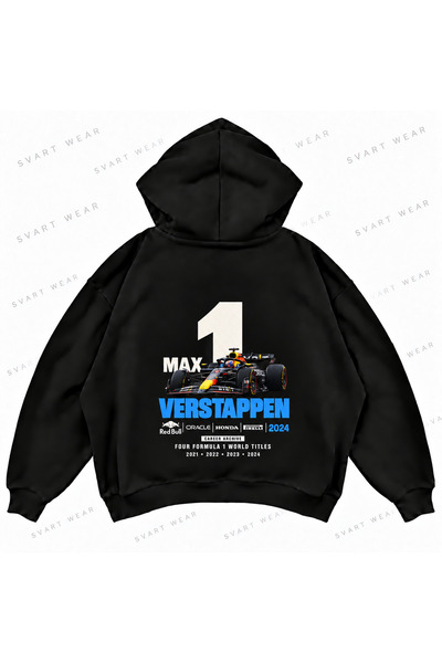 SVART WEAR Hanorac cu glugă supradimensionat, cu imprimeu Max Verstappen F1