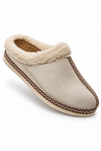 AlbiShoes Women's Furry Stripe Deaylı Orthopedic Soft Sole Stylish Home Daily Slippers Women's Home Slippers