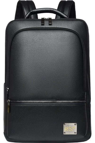 NSP N104 Σακίδιο Πλάτης Πόλης με Θήκη Laptop 16 ιντσών/26L Δερμάτινο Μαύρο