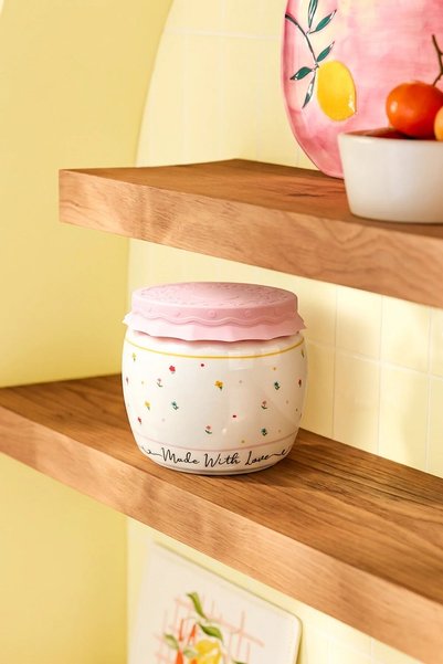 NESS HOME Silikon Kapaklı Porselen Çiçek Desenli Kavanoz Baharatlık 750 ml