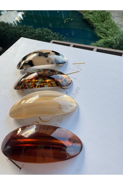 Xui Yeni Sezon Oval France Handmade İtal Kemik Bej Leopar Kaplumbağa Kabuğu D...