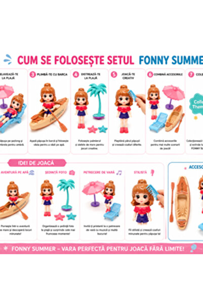 Generic Brand Doll Set with Beach and Boat Accessories, Children's Playset wi...