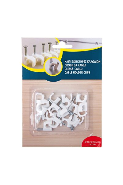 OEM Cleme fixare cablu cu pin 1,5 x 2,1 cm, 20 buc., organizare pe perete