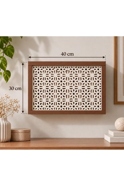 SILAYN Wall Mountable Decorative Modem-Wifi and Fuse Storage Box 30X40 cm Depth 11 cm
