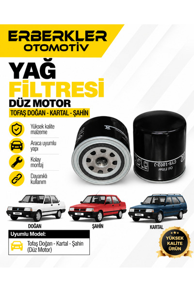 ERBERKLER Tofaş Doğan, Kartal, Şahin Düz Motor Yağ Filtresi