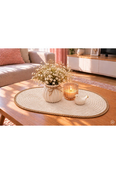 ÖRGÜM Covoraș tricotat 50x30 cm – Față de masă decorativă și pentru măsuță de...
