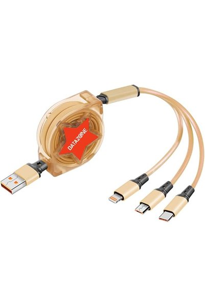 Datazone كابل USB قابل للسحب 3 في 1 من نوع C ومايكرو USB لهواتف سامسونج جالاك...