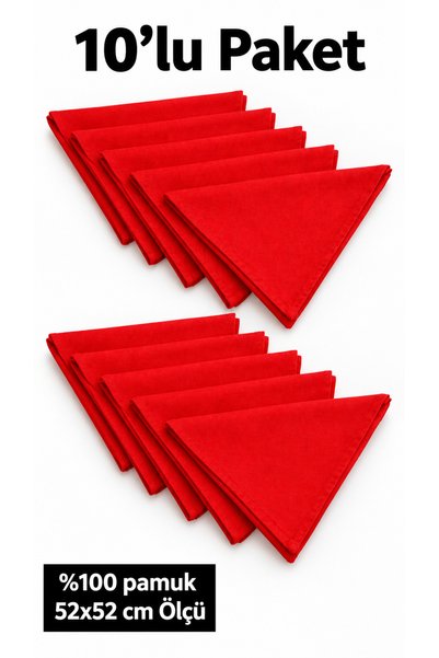 HER ŞEY NOTA www.herseynota.com مجموعة من 10 أوشحة باندانا حمراء مقاس 52x52 س...