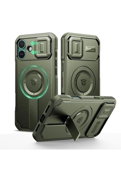 Dexnor for iPhone 16 Plus Case with Slide Camera Cover and Kickstand