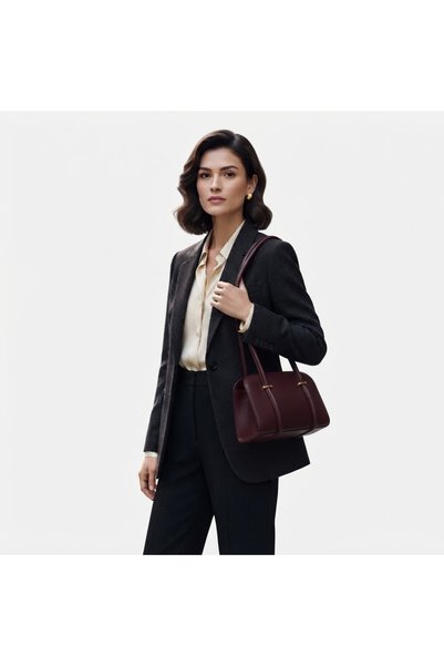 Genel Markalar Hascan Shoes & Bags Lüks Parlak Bordo Günlük ve Davet Çantası