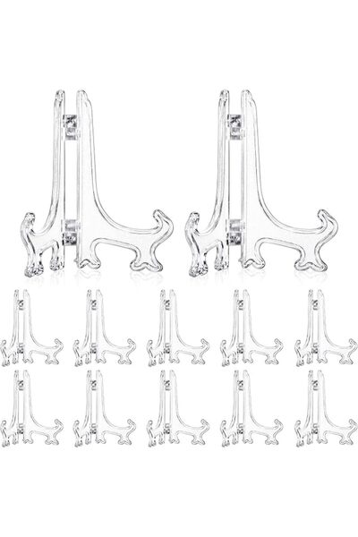 FCfit Clear Plate Stand, 12 Pack Acrylic Easel Display Stands, Plastic Easels...