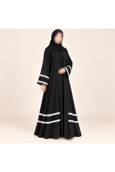 Generic Brand Women’s Black Double-Cloche Open Abaya in Soft Internet Fabric ...