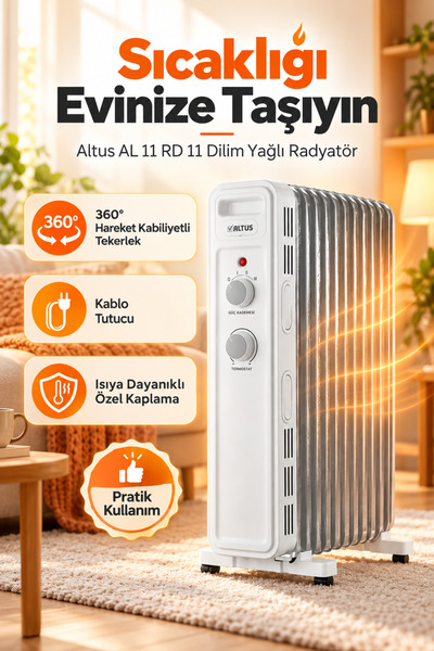 Altus 2300 W 11 Dilim Yağlı Radyatör Elektrikli Ev ve Oda Isıtıcısı