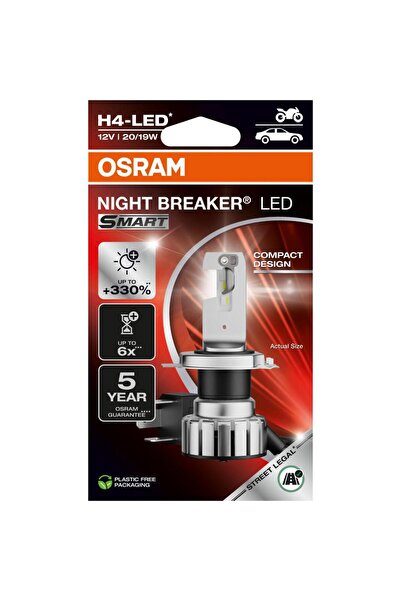 Osram Bec LED moto fază lungă H4 12V 19/20W Night Breaker Led Smart 64193DWNB...