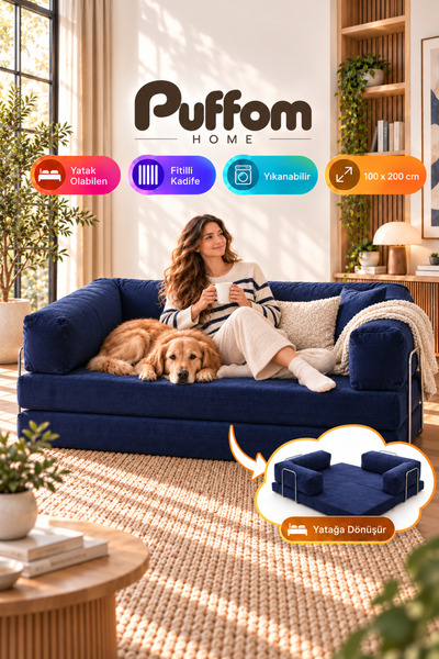 Puffom PuffomNEST 100x200cm Aktivite Legom Kanepe, Fitilli Kumaş, Yıkanabilir...