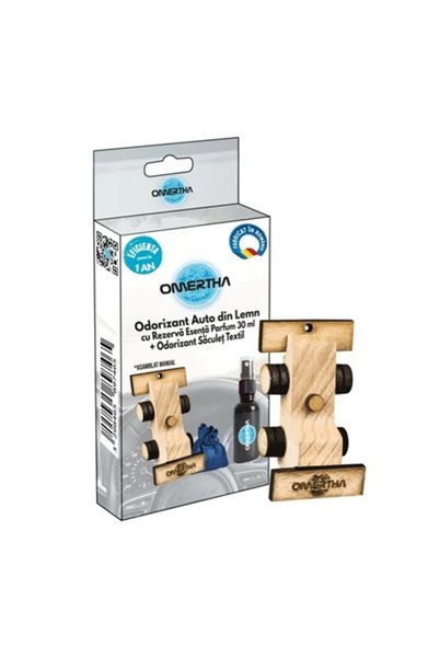 Omertha Odorizant auto OME74, forma masinuta F1, din lemn, sticluta 30 ml, es...