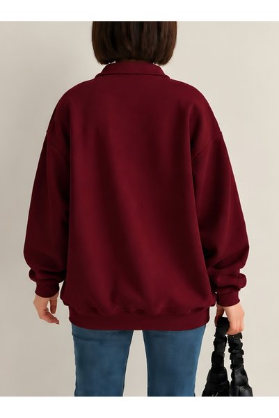 Risil-Nu Company New Season 3 Threaded Combed Cotton Half-Zipper Christmas Themed Sweatshirt