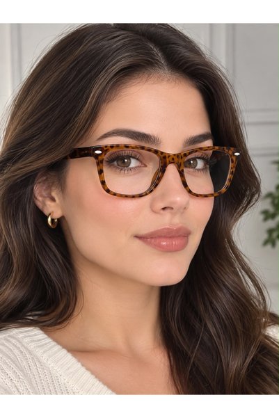 Classic Leopard Frame Transparent Blue Light Protective Non-Prescription Computer Tablet Phone Glasses