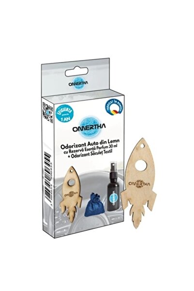 Omertha Odorizant auto OME82, forma racheta, din lemn, sticluta 30 ml, esenta...