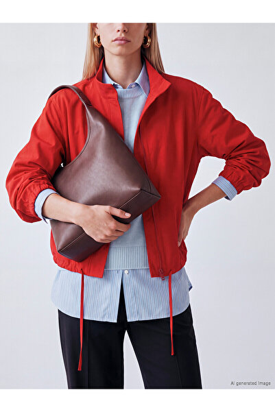 LC Waikiki Two Mt Shop Quality Lcw Everyday Red Stand Collar Women's Coat